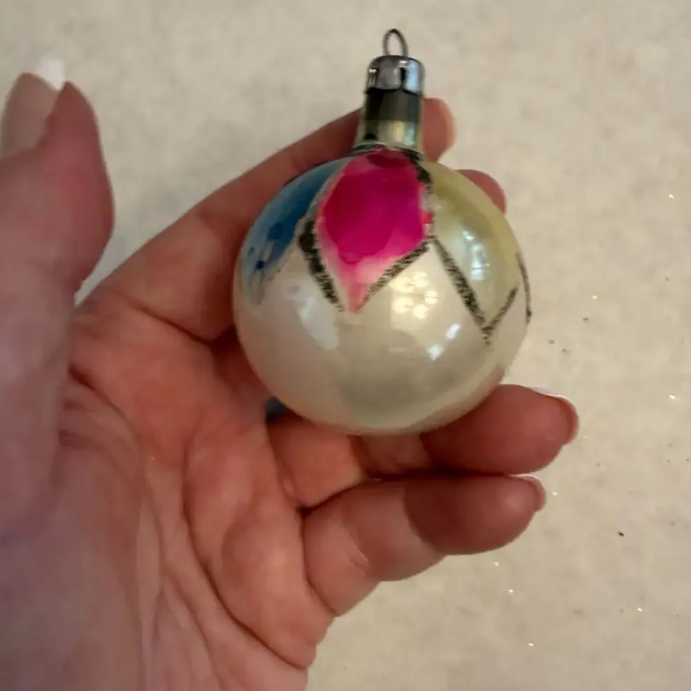 Vintage Poland Mercury Glass Indent Teardrop Christmas Tree Ornament